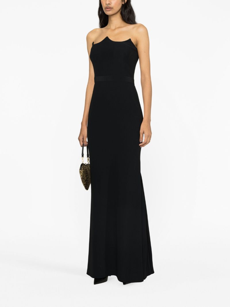 Black Peak Corset Crepe Gown