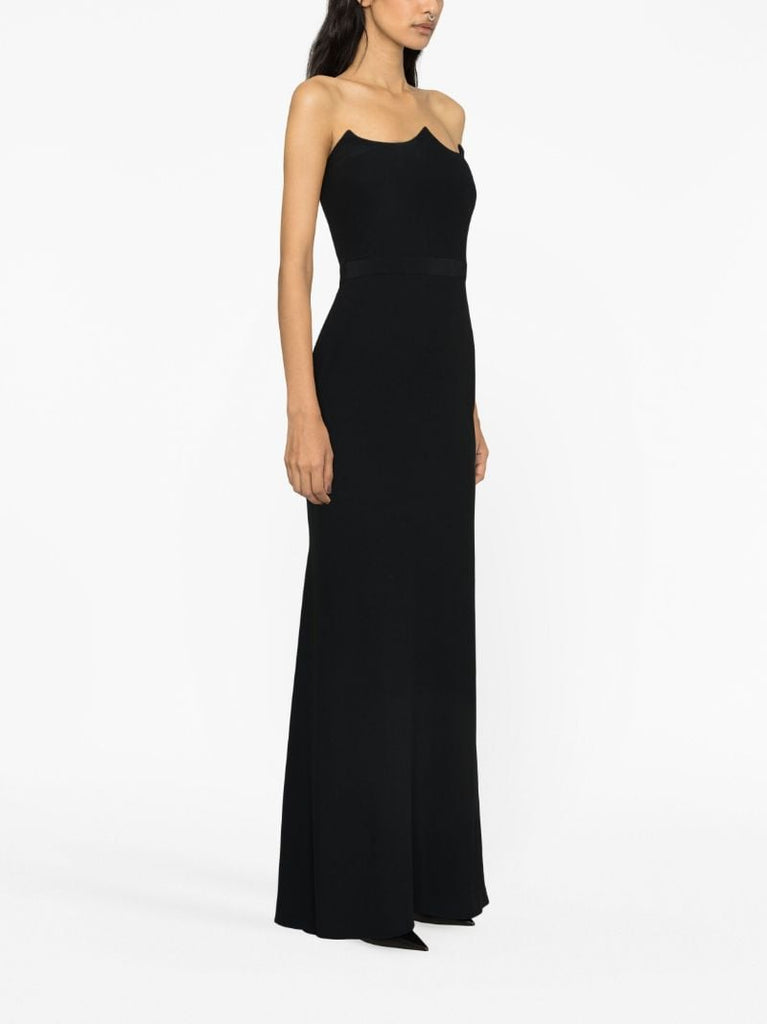 Black Peak Corset Crepe Gown