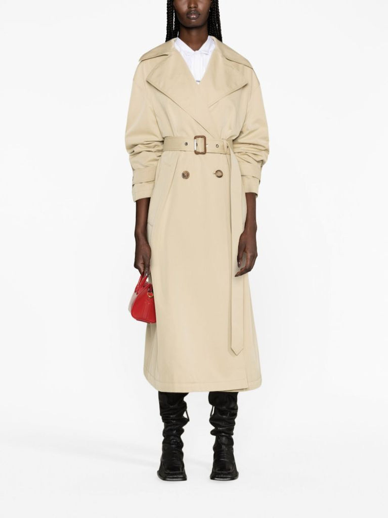 Neutral Belted Cotton Trench Coat