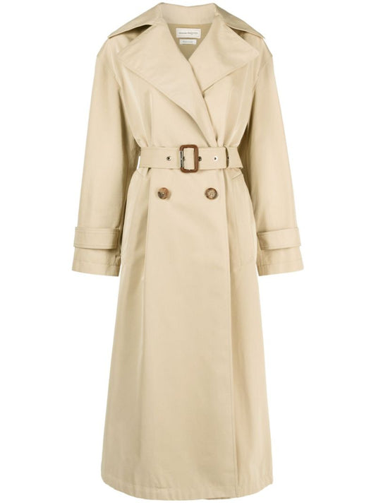 Neutral Belted Cotton Trench Coat