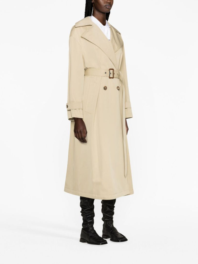 Neutral Belted Cotton Trench Coat