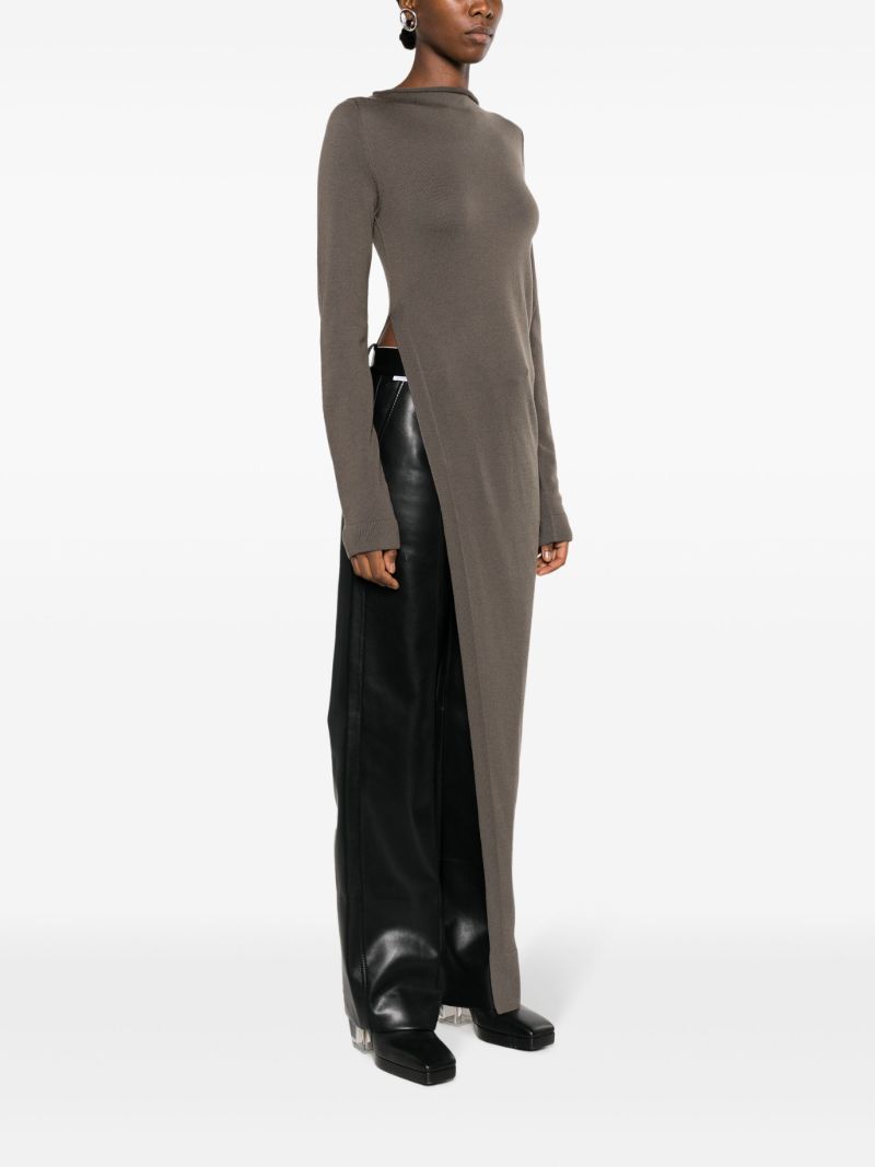 Grey Longline Wool Top