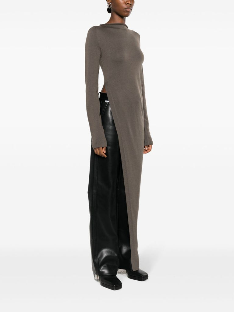 Grey Longline Wool Top