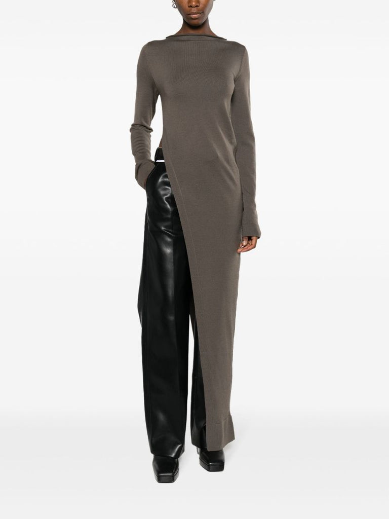 Grey Longline Wool Top