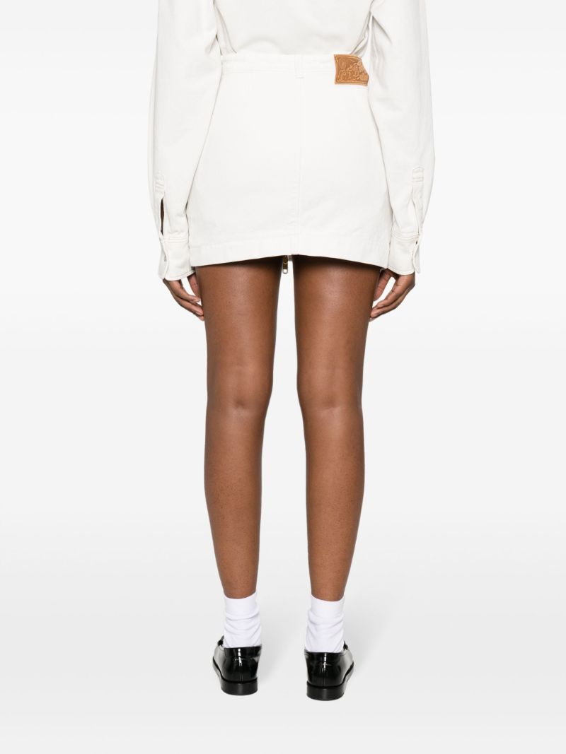 White Zip-up Denim Skirt