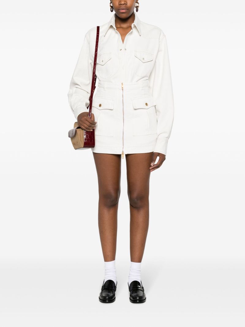 White Zip-up Denim Skirt