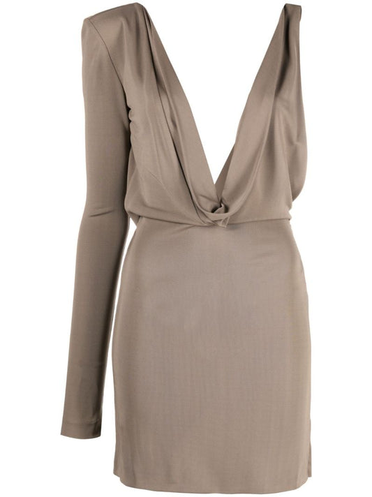 Brown One-shoulder Mini Dress