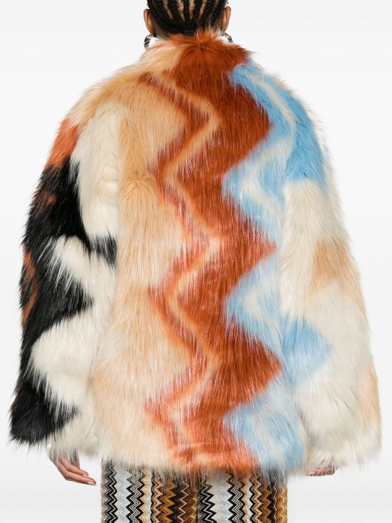 Multicolour Zigzag Faux-fur Jacket