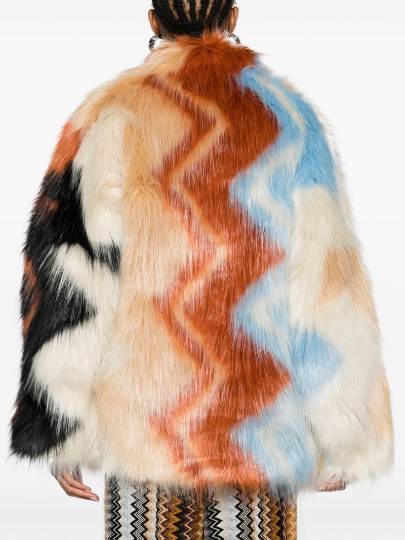 Multicolour Zigzag Faux-fur Jacket