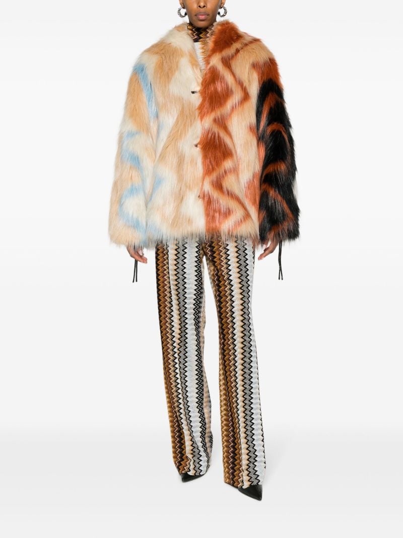 Multicolour Zigzag Faux-fur Jacket