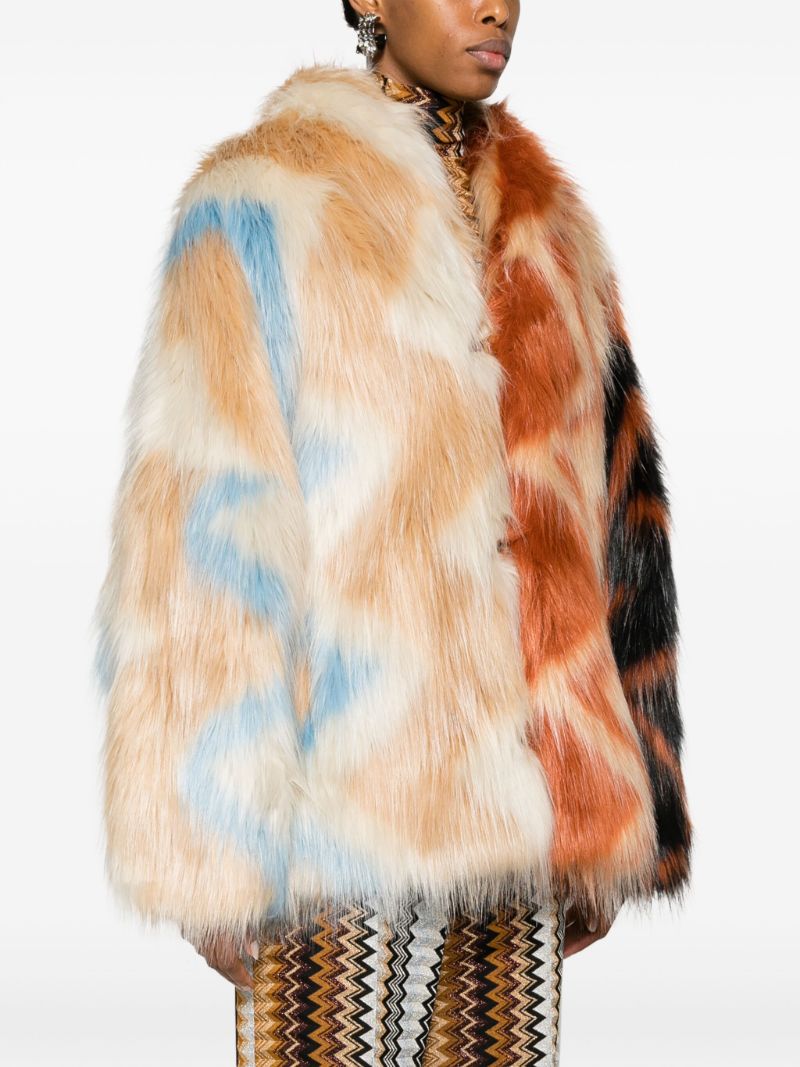 Multicolour Zigzag Faux-fur Jacket