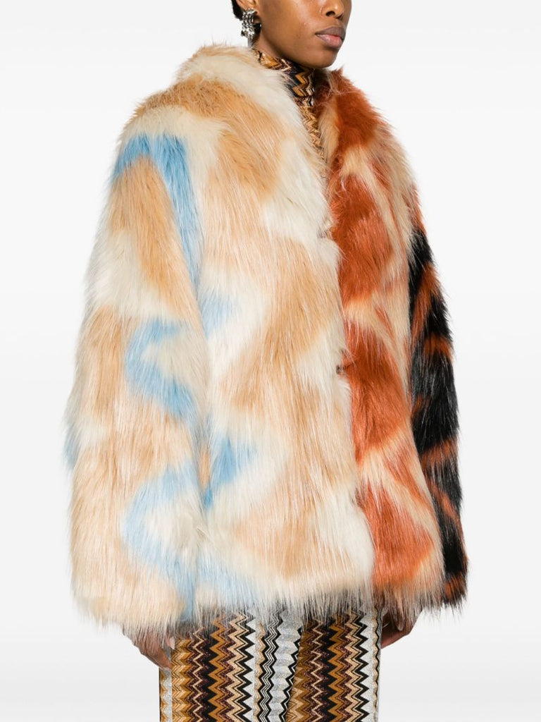 Multicolour Zigzag Faux-fur Jacket