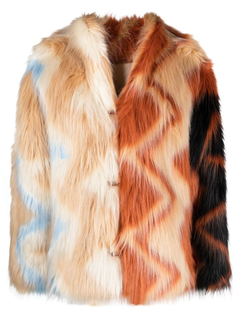Multicolour Zigzag Faux-fur Jacket