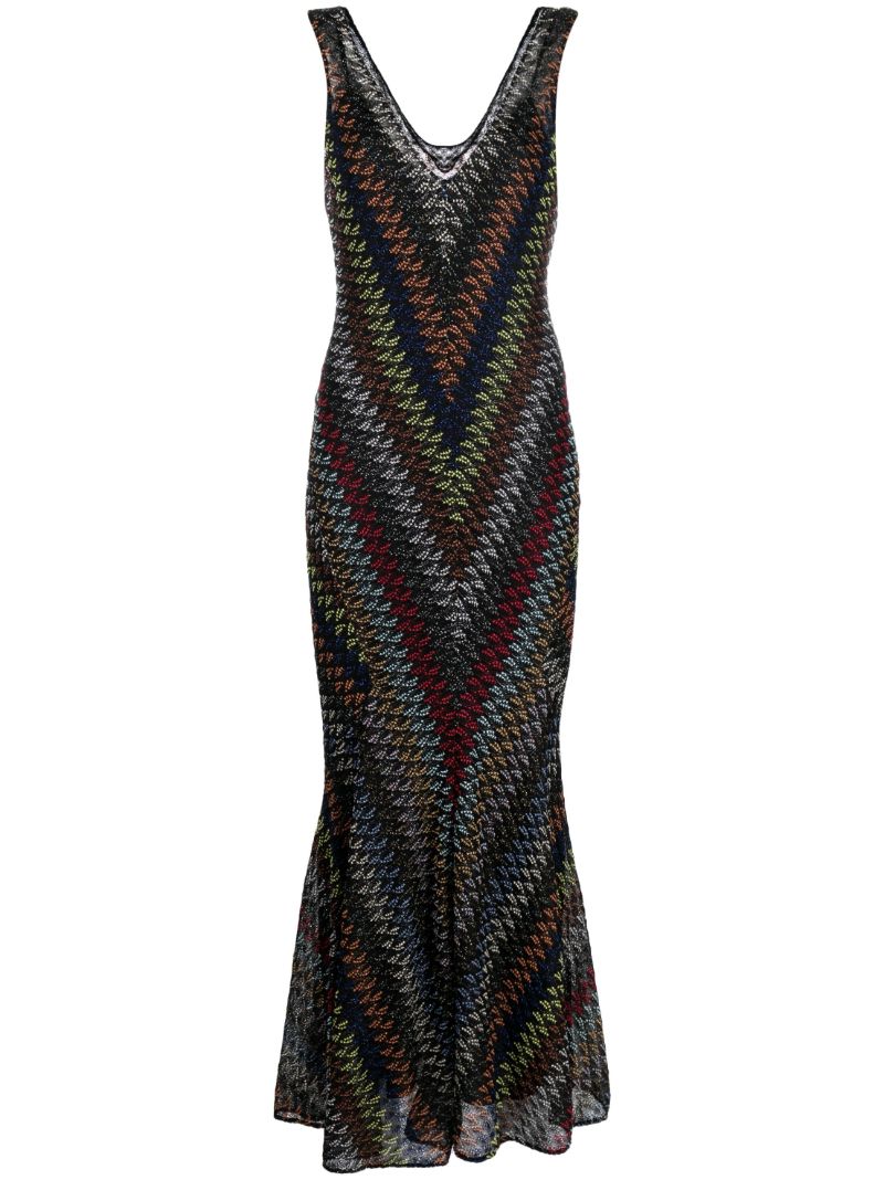 Black Zigzag Crochet Knit Dress