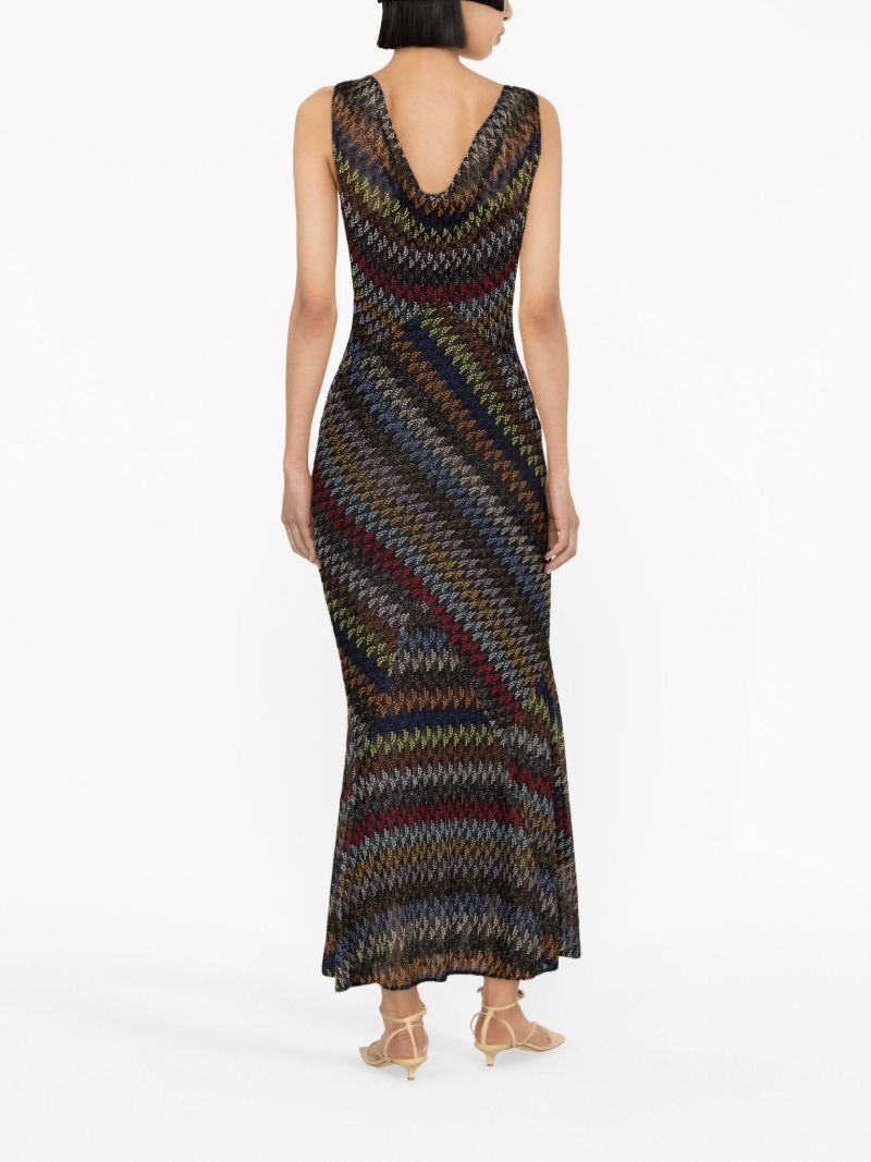 Black Zigzag Crochet Knit Dress