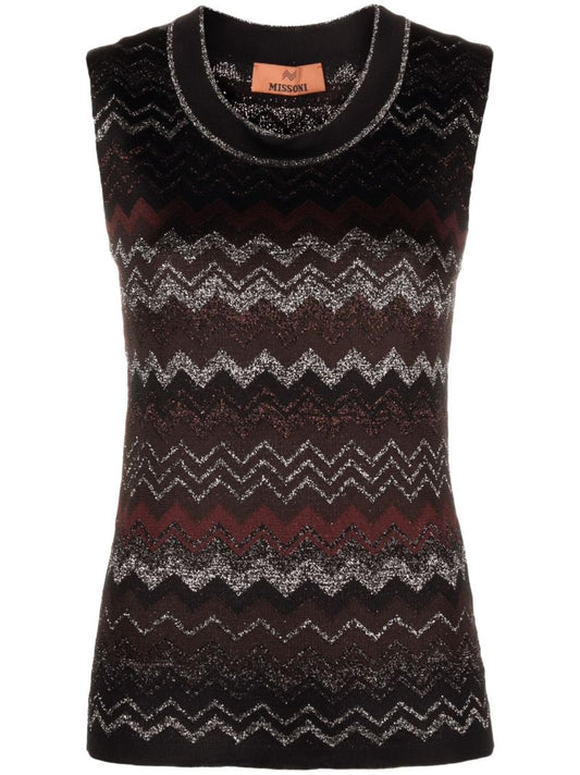 Black Zig-zag Knit Vest