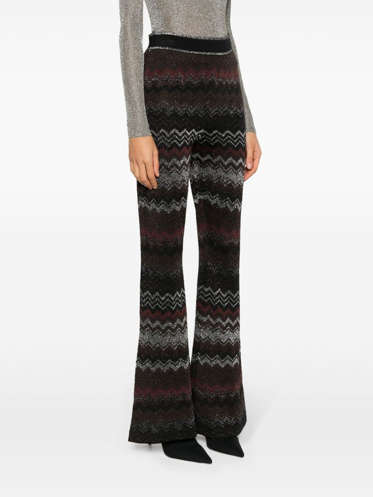 Black Zigzag-pattern Knitted Trousers