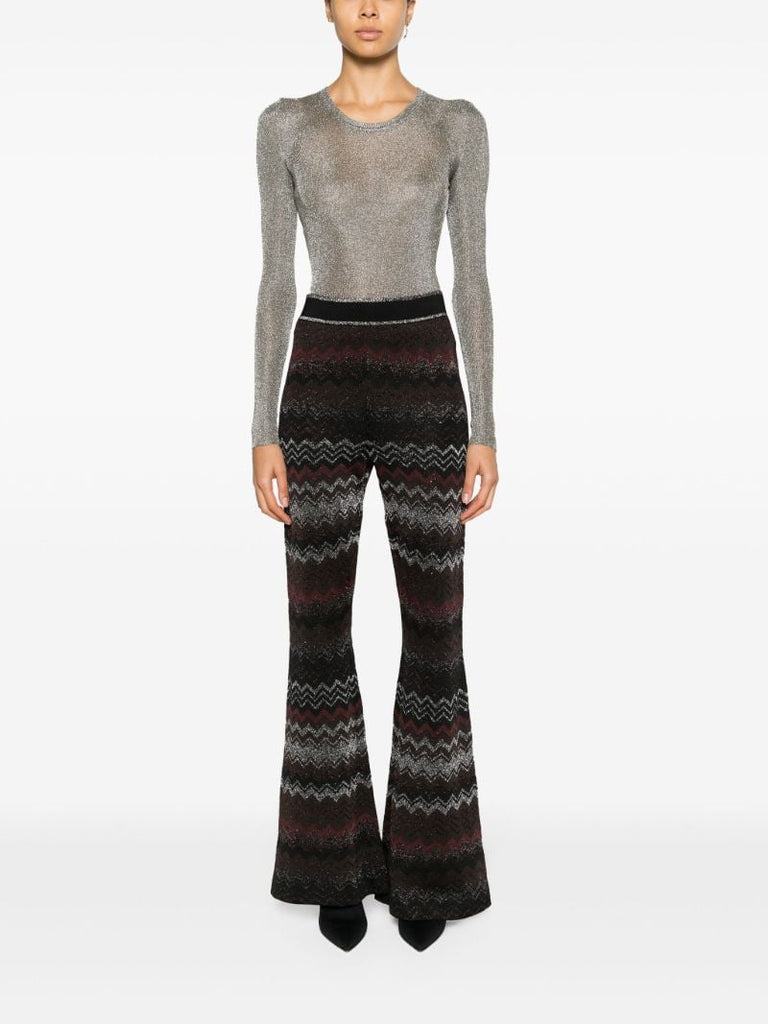 Black Zigzag-pattern Knitted Trousers
