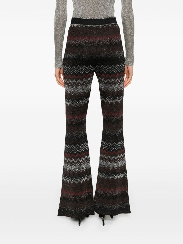 Black Zigzag-pattern Knitted Trousers