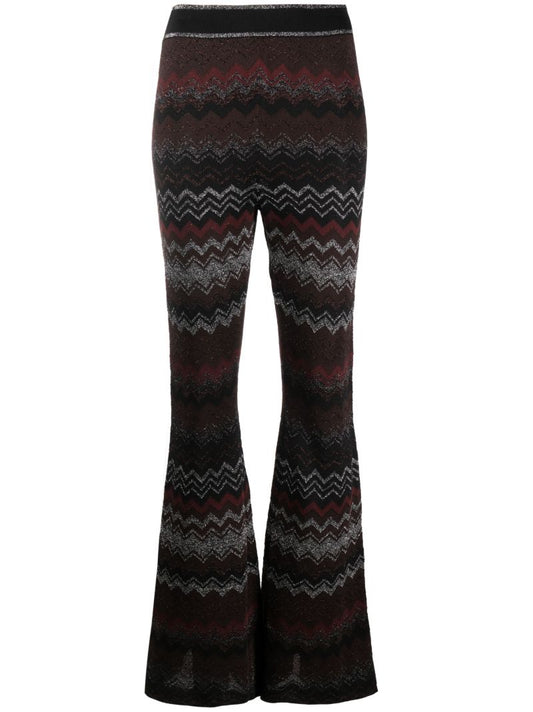 Black Zigzag-pattern Knitted Trousers