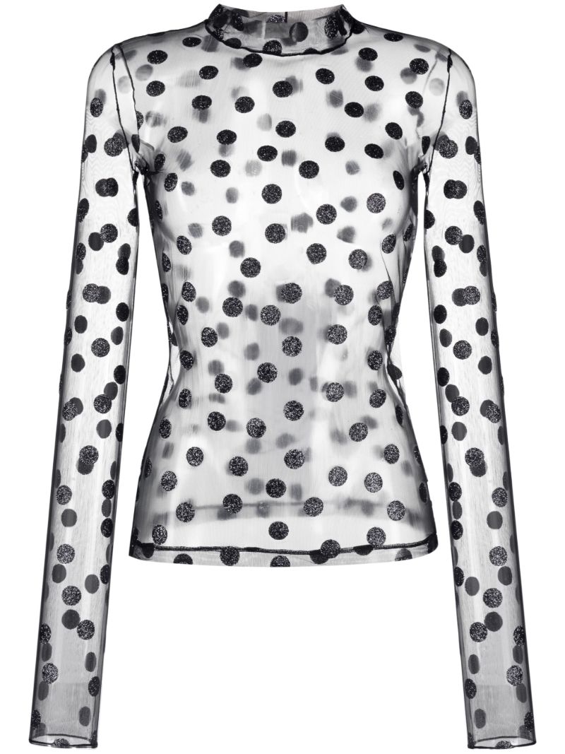 Black Polka Dot Mesh Top