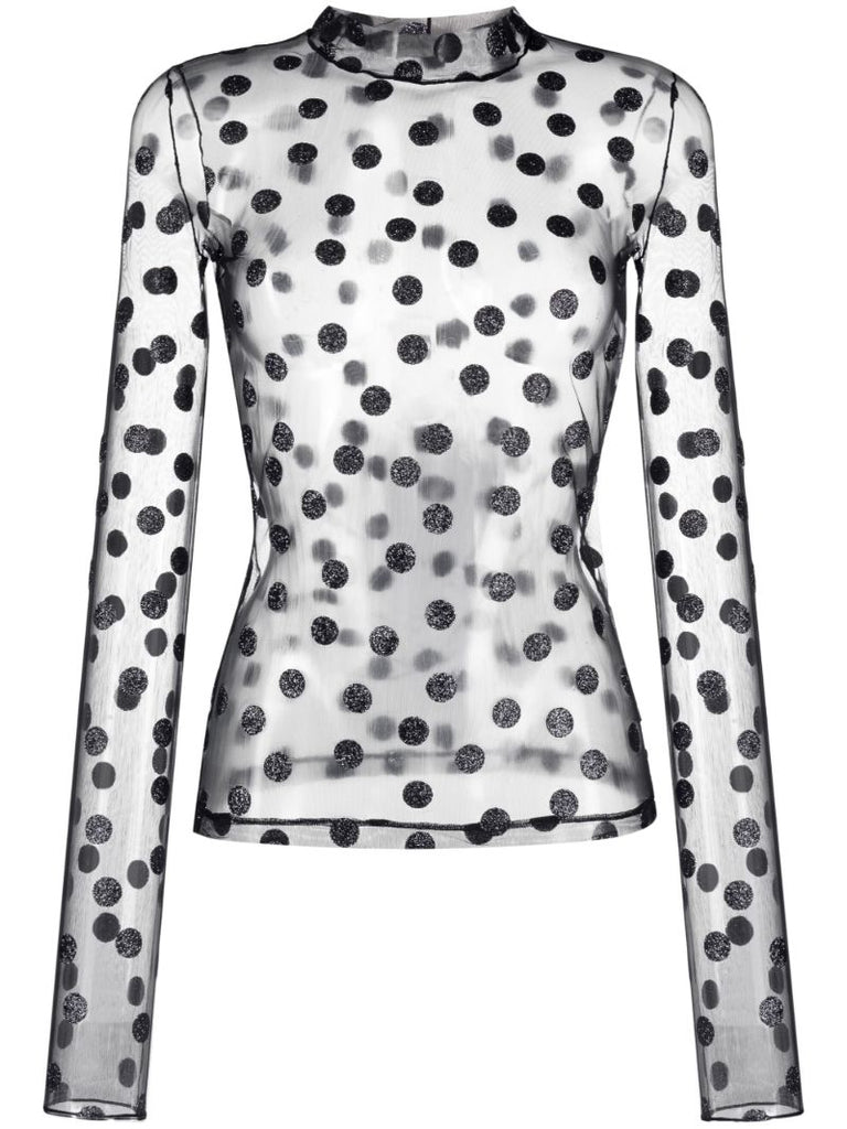 Black Polka Dot Mesh Top