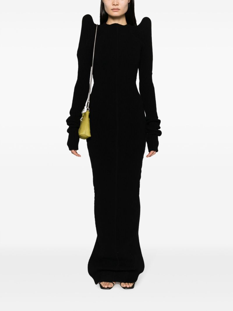 Black Pointed Shoulder Recycled Cashmere Dress
