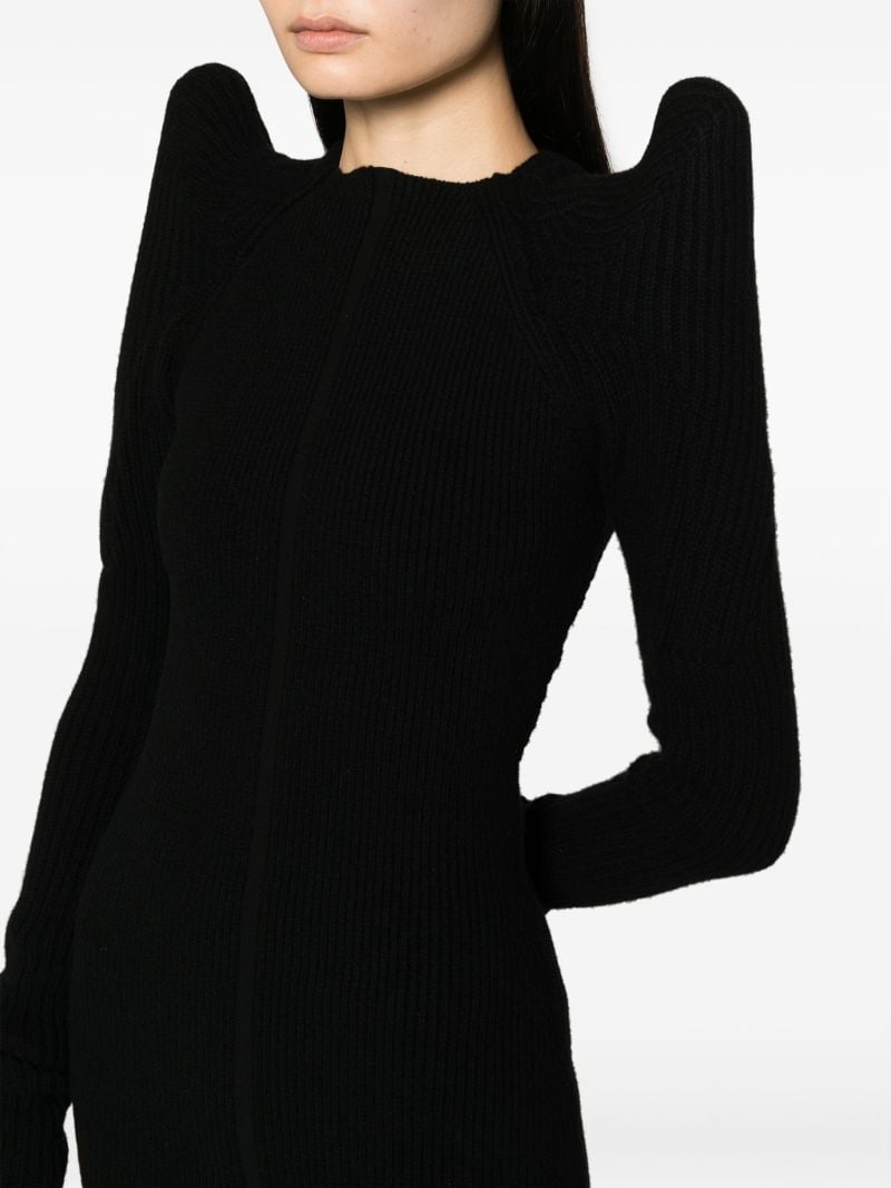 Black Pointed Shoulder Recycled Cashmere Dress