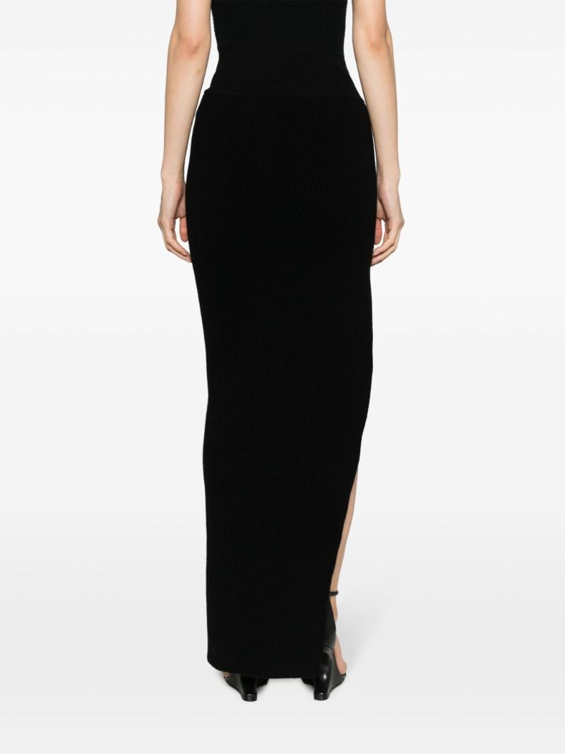 Black Edfu Side Slit Long Cashmere Skirt
