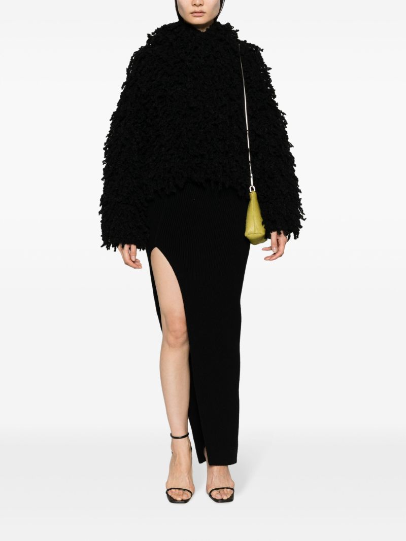 Black Edfu Side Slit Long Cashmere Skirt