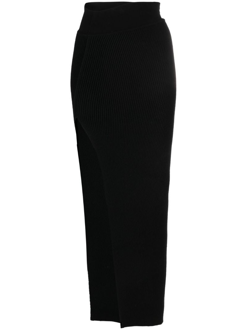 Black Edfu Side Slit Long Cashmere Skirt