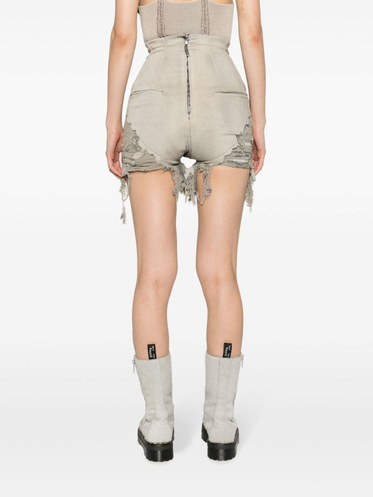Grey Dirt Distressed Denim Cutoff Shorts
