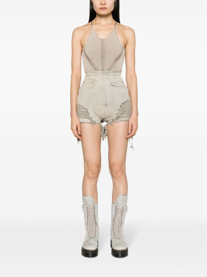 Grey Dirt Distressed Denim Cutoff Shorts