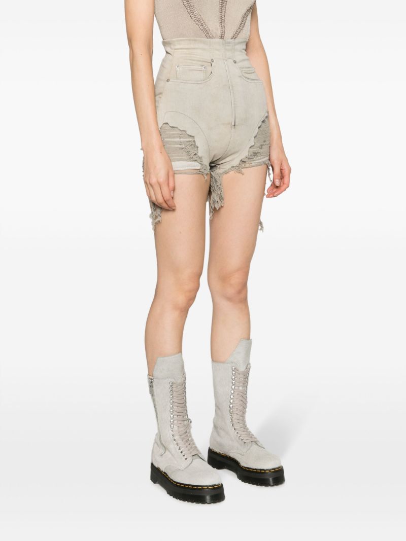 Grey Dirt Distressed Denim Cutoff Shorts