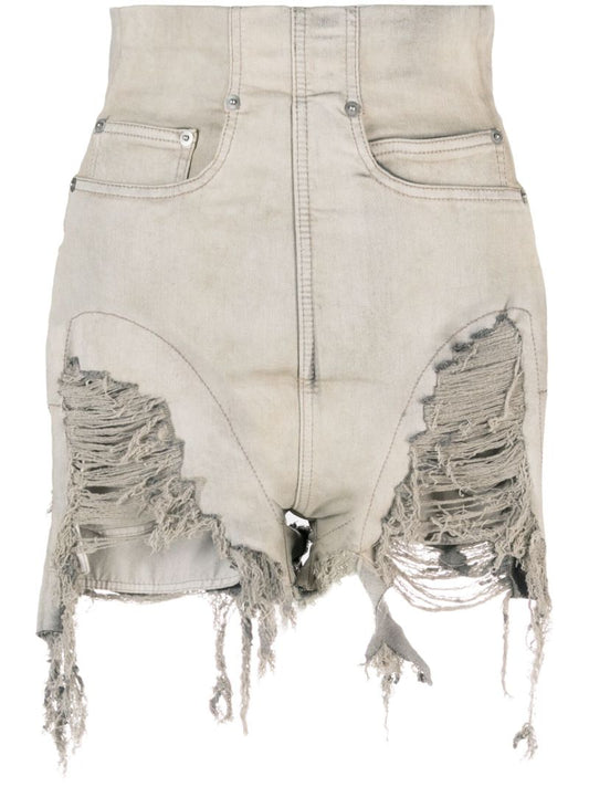 Grey Dirt Distressed Denim Cutoff Shorts