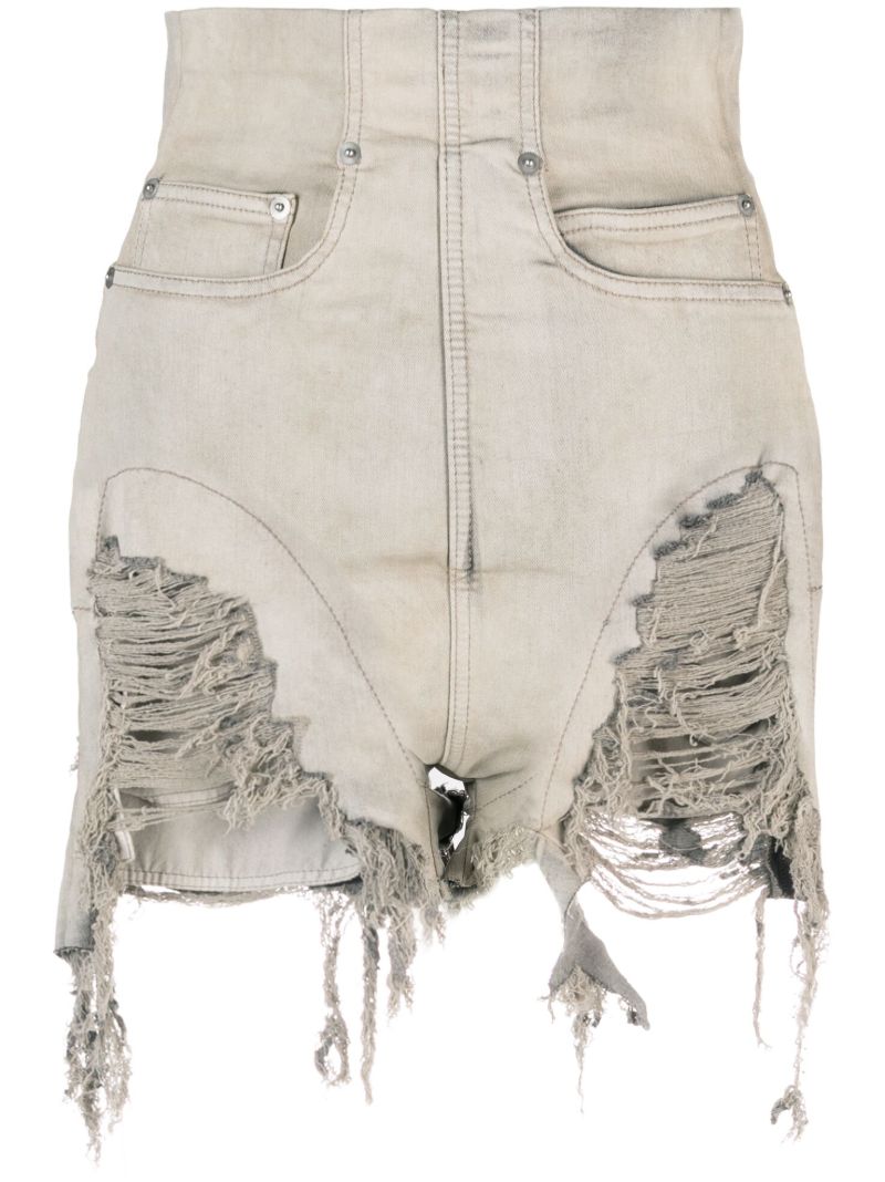 Grey Dirt Distressed Denim Cutoff Shorts