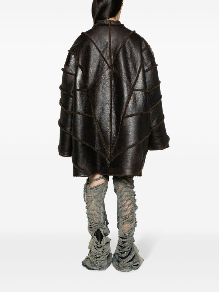Brown Reversible Leather and Shearling Coat