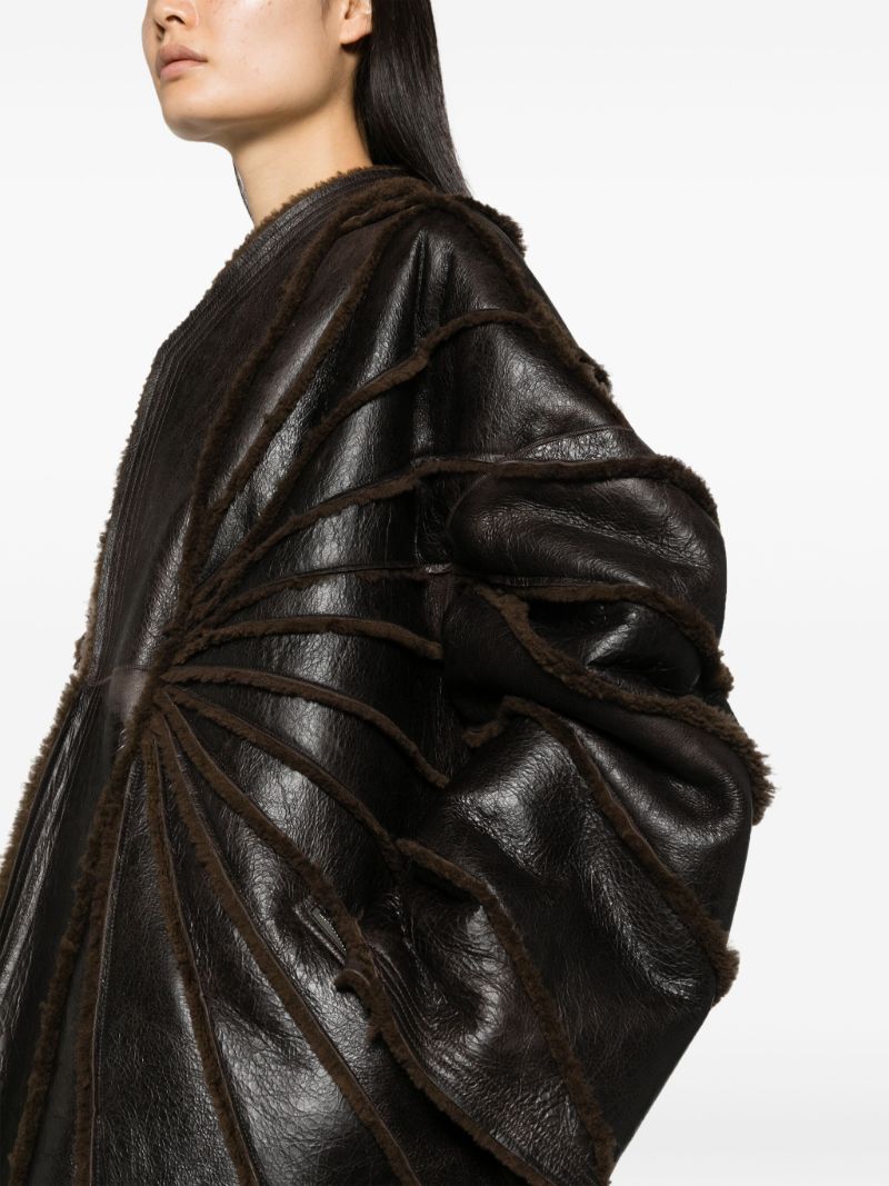 Brown Reversible Leather and Shearling Coat