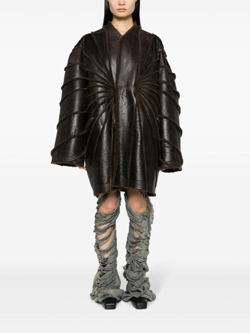 Brown Reversible Leather and Shearling Coat