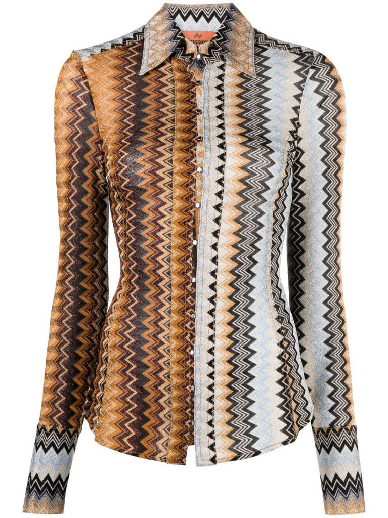 Multicolour Zigzag-pattern Lurex Shirt