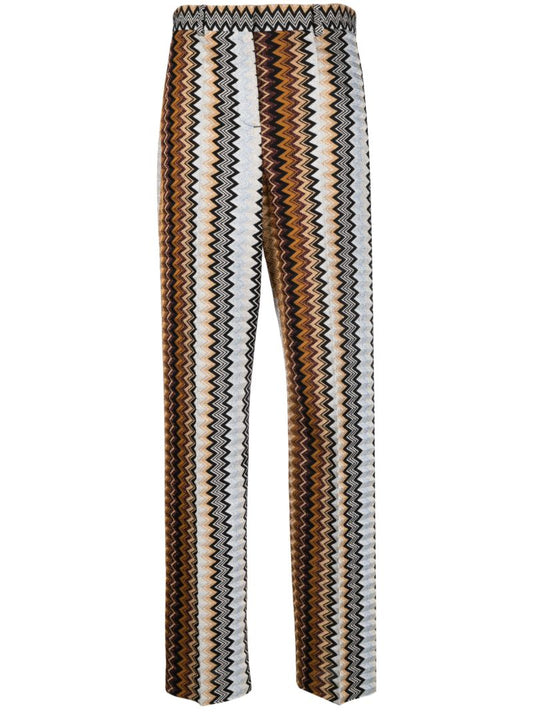 Multicolour Zigzag Straight Trousers