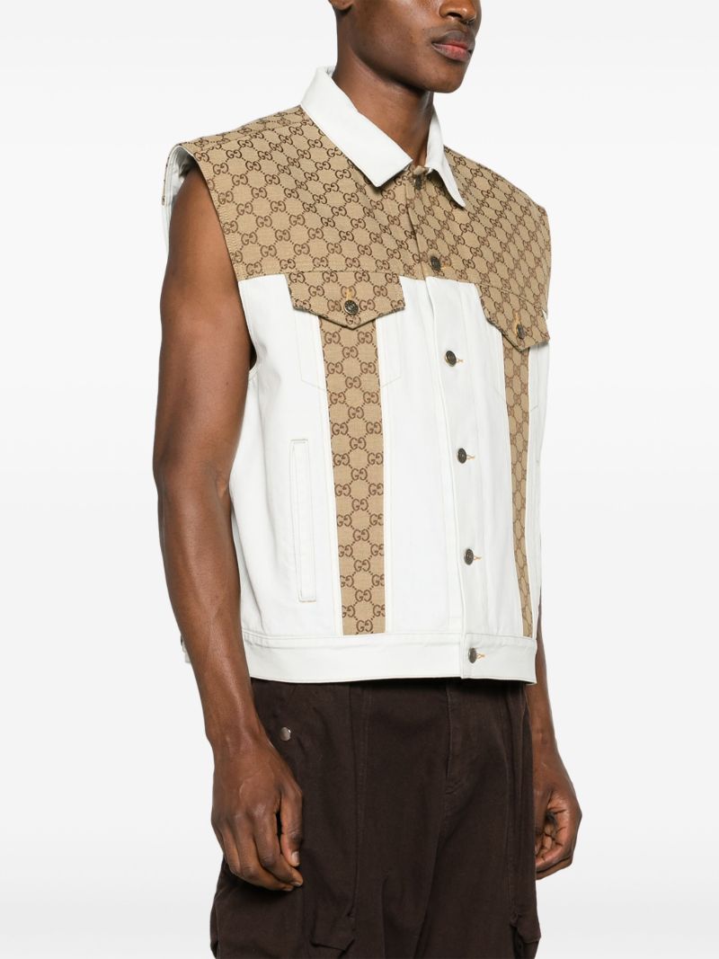 Blue Gg Panelled Denim Gilet