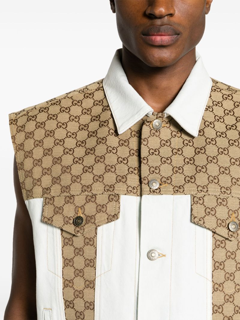 Blue Gg Panelled Denim Gilet