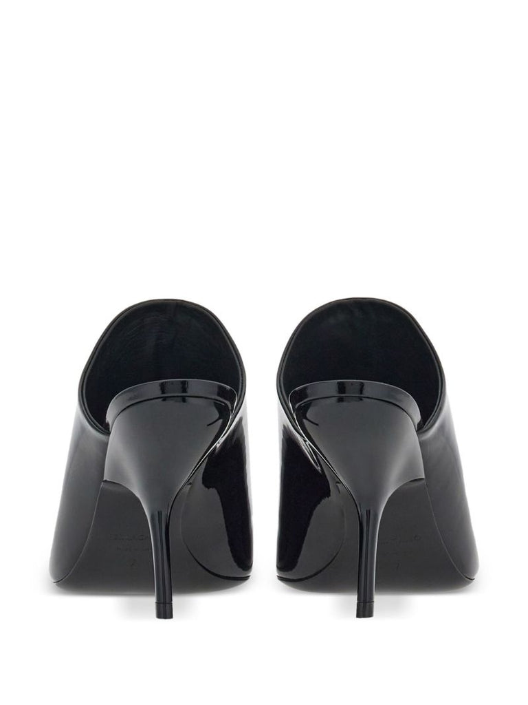 Black 85 Open-toe Leather Mules