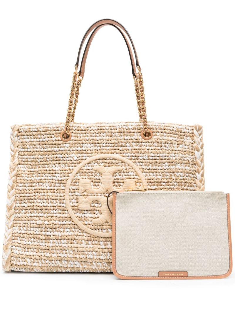 Neutral Ella Raffia Tote Bag