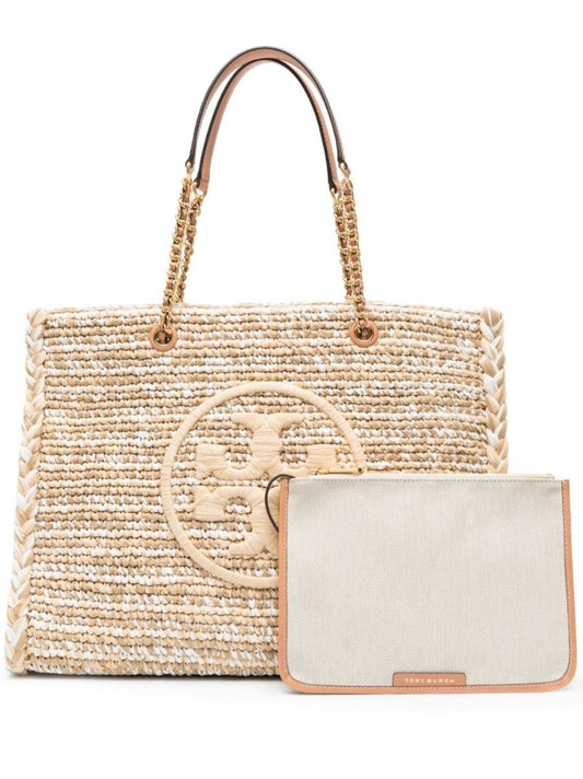 Neutral Ella Raffia Tote Bag