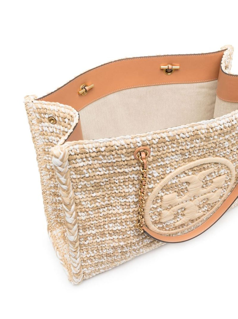 Neutral Ella Raffia Tote Bag
