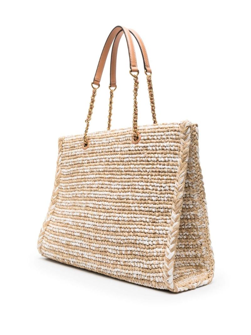 Neutral Ella Raffia Tote Bag
