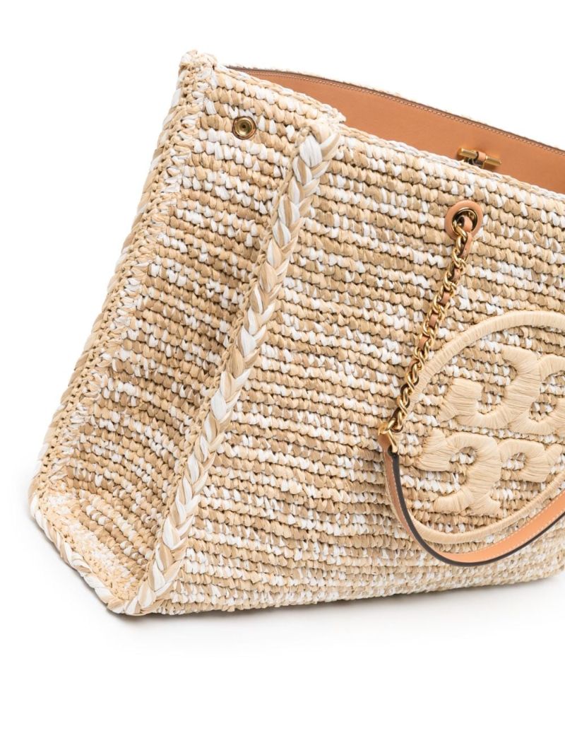 Neutral Ella Raffia Tote Bag