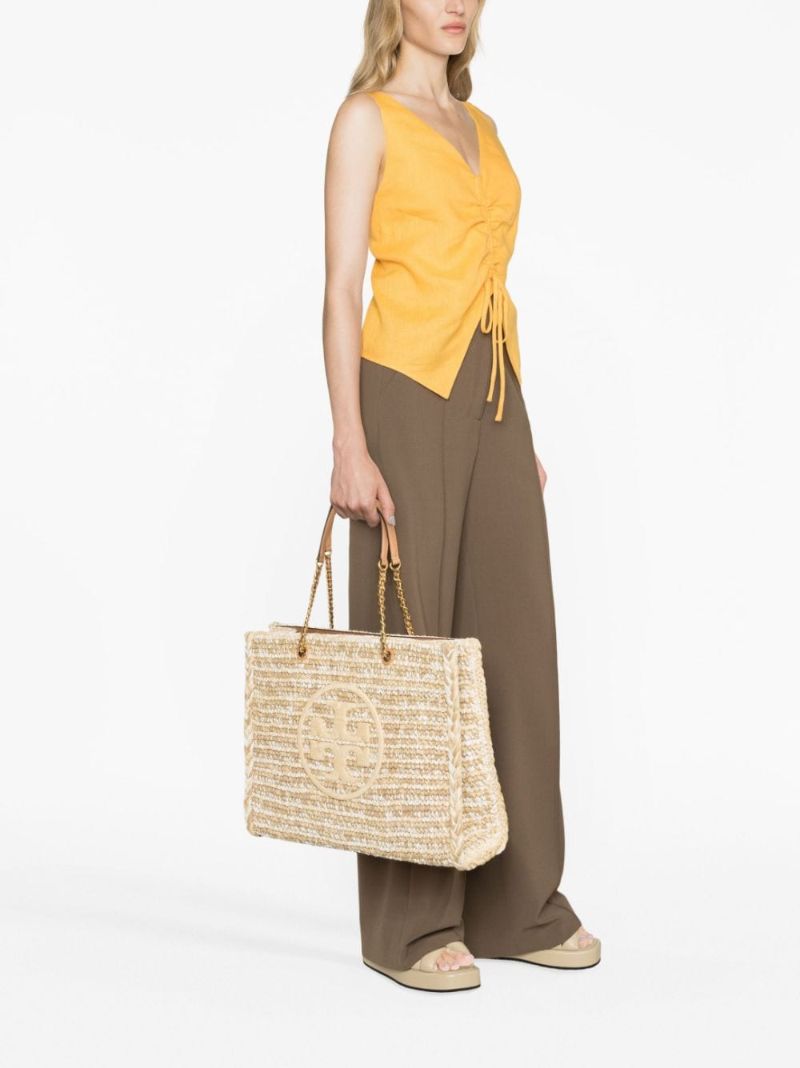 Neutral Ella Raffia Tote Bag